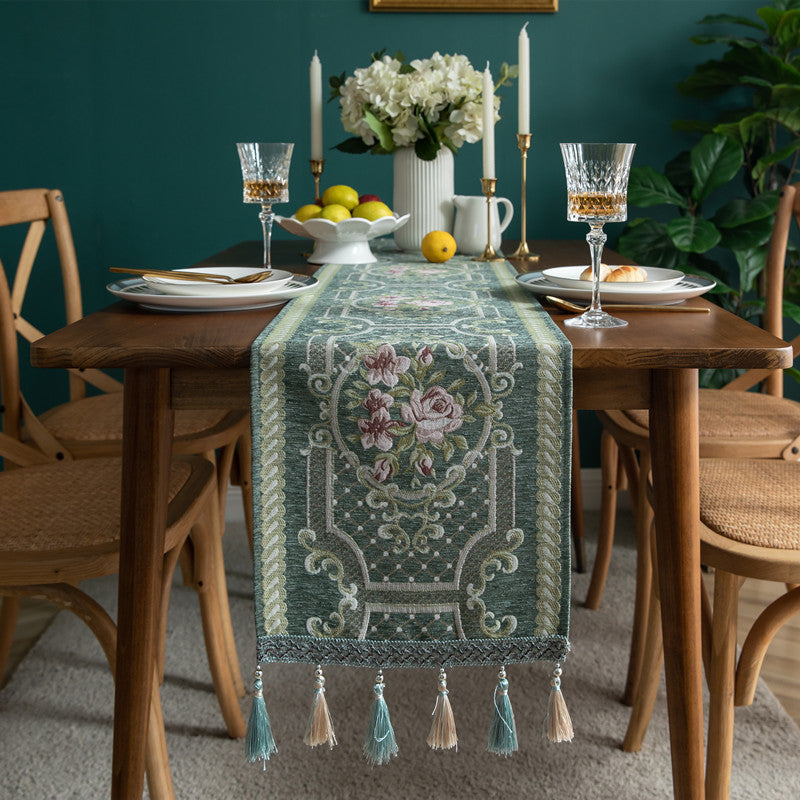 Modern Minimalist Table Runner Christmas Chenille Tassel Household