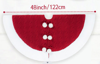 White Pom Pom Knitted Christmas Tree Skirt Bottom Apron Shawl