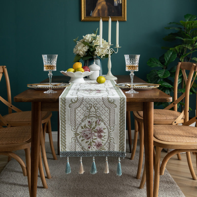 Modern Minimalist Table Runner Christmas Chenille Tassel Household