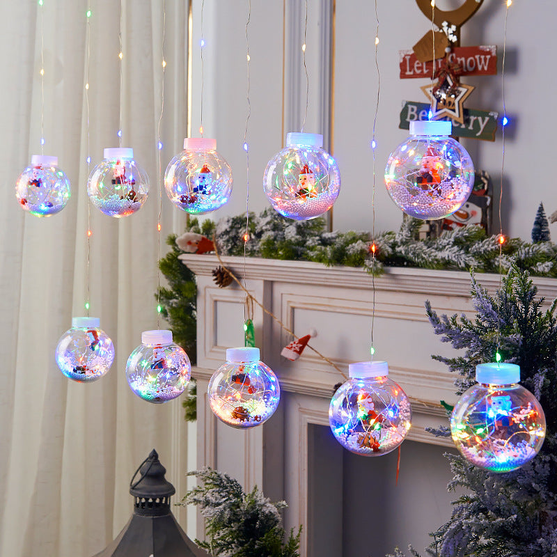10-Piece LED Wishing Ball Christmas Curtain Lights