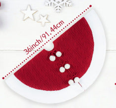 White Pom Pom Knitted Christmas Tree Skirt Bottom Apron Shawl