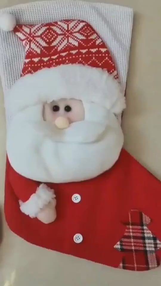 Santa Claus & Snowman Fireplace Decoration Christmas Stocking