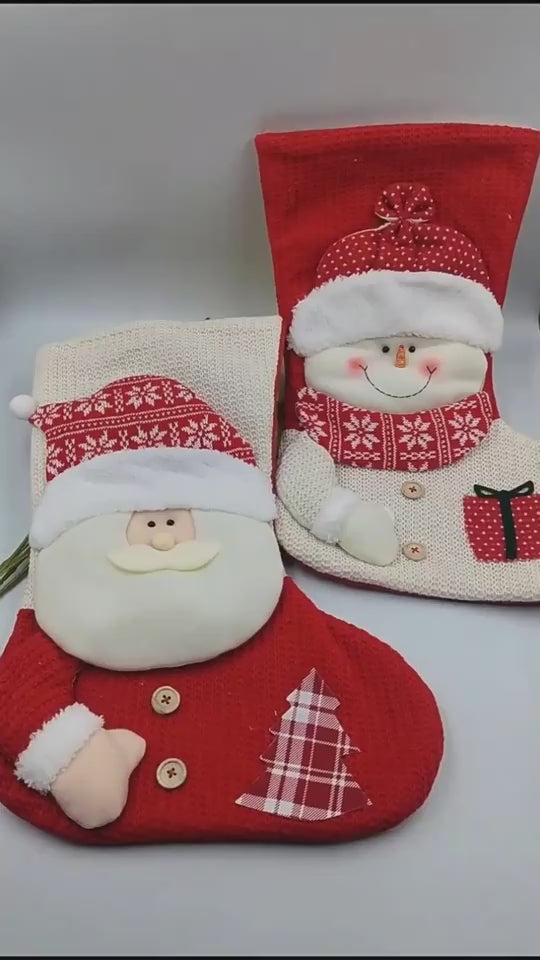 Santa Claus & Snowman Fireplace Decoration Christmas Stocking