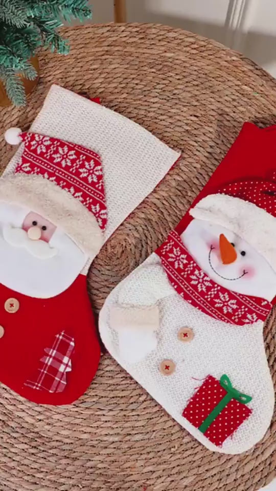 Santa Claus & Snowman Fireplace Decoration Christmas Stocking