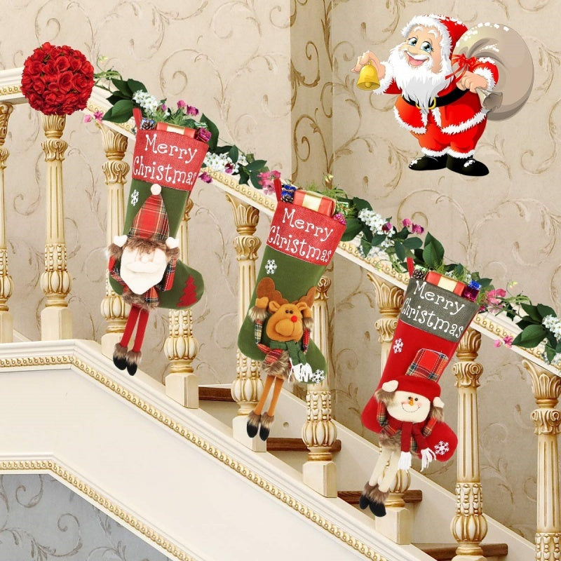 Green Red Oldman, Snowman, Elk Decoration Christmas Stocking