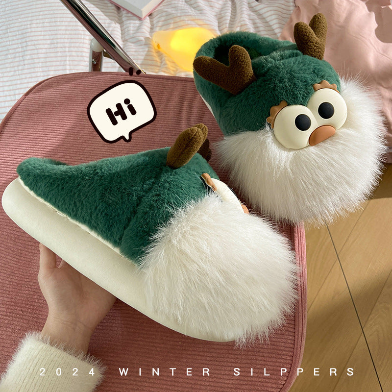 Cute Cartoon Christmas Deer Cotton Shoes Winter