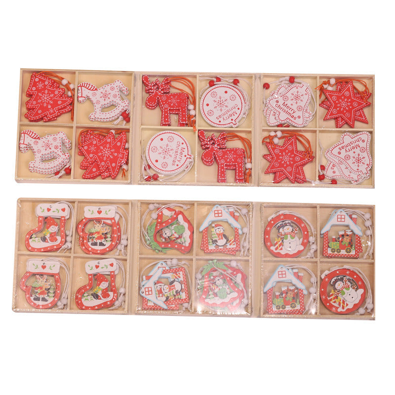 Hanging Wooden Christmas Pendants Ornament Tree Decorations