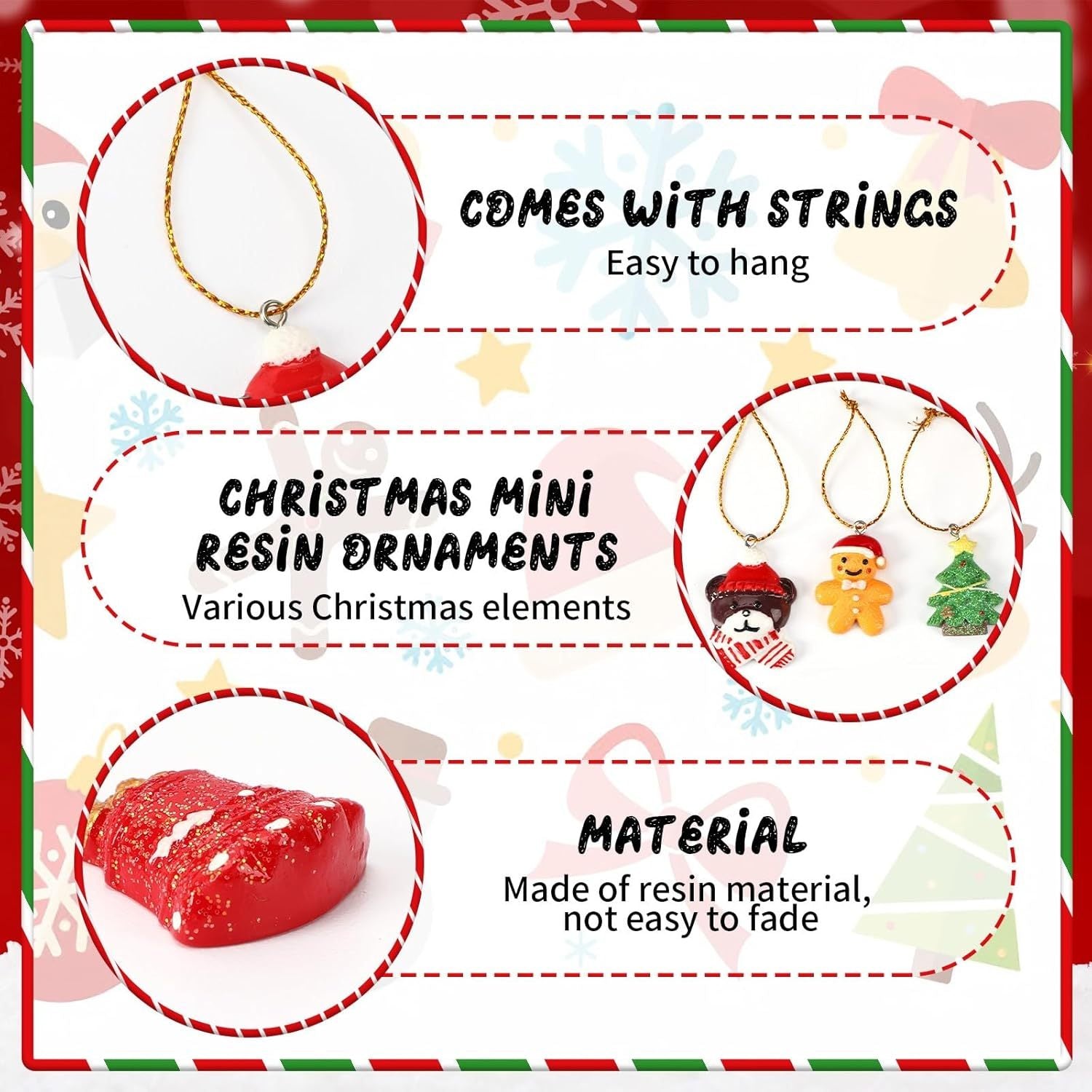 36PCS Mini Resin Christmas Ornaments Tiny Christmas