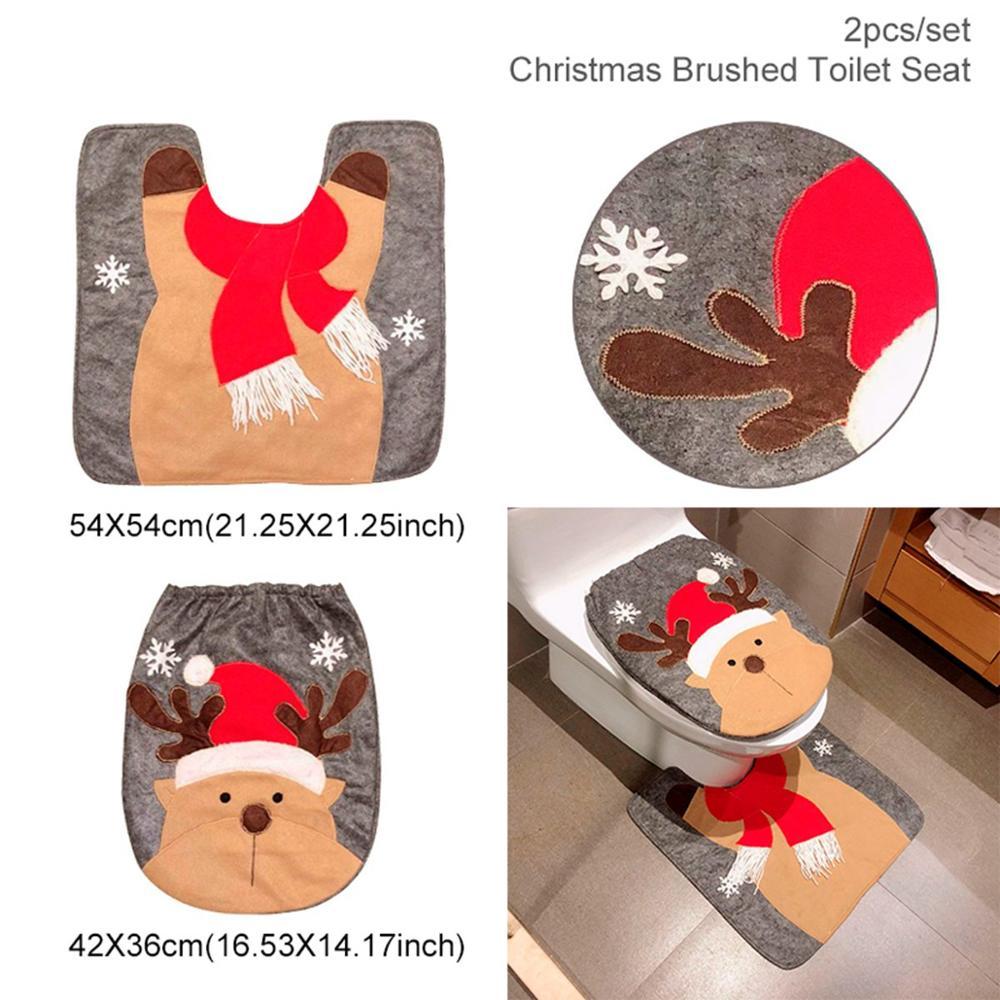 Merry Christmas Bathroom Curtain Santa Claus Toilet Seat