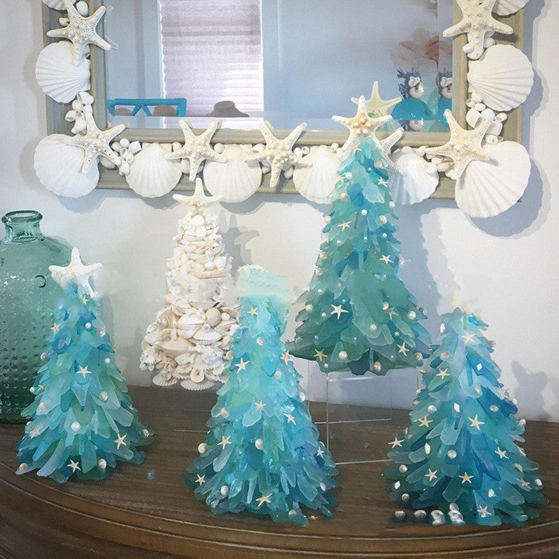 DIY Christmas Decoration Blue Christmas Tree Glass Unique Decoration