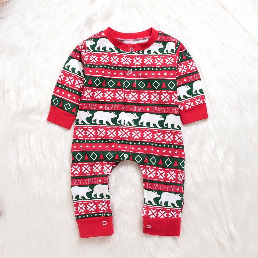 Infant Baby Christmas Santa XMAS Letter Plaid Romper Jumpsuit