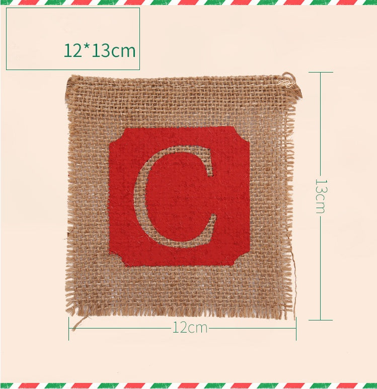 Merry Christmas Sackcloth Flag Christmas Banner