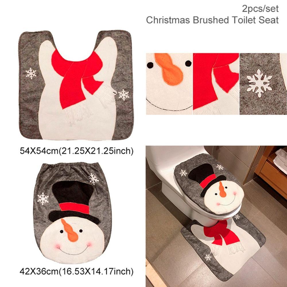 Merry Christmas Bathroom Curtain Santa Claus Toilet Seat