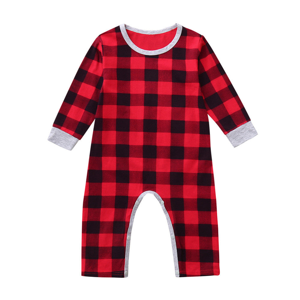 Infant Baby Christmas Santa XMAS Letter Plaid Romper Jumpsuit