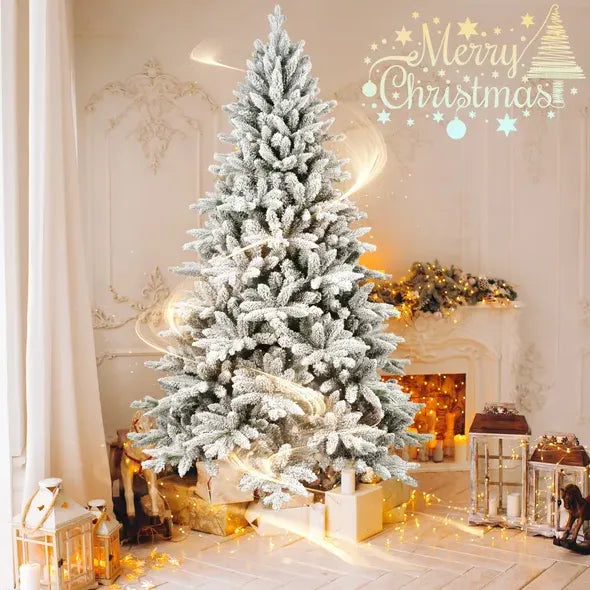 PVC PE Flocking Hinged Artificial Christmas Tree 5'
