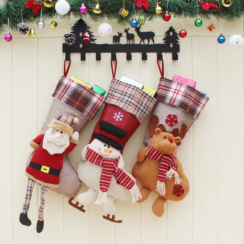 Santa Claus, Snowman, Elk Fireplace Decoration Christmas Stocking
