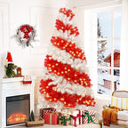 Red White Candy Design Artificial Christmas Tree 6' with 300 LED Lights