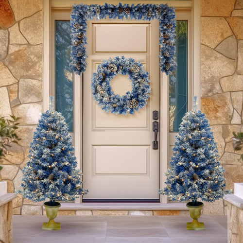 Pre-lit Xmas Tree Artificial Christmas 4-Piece Set