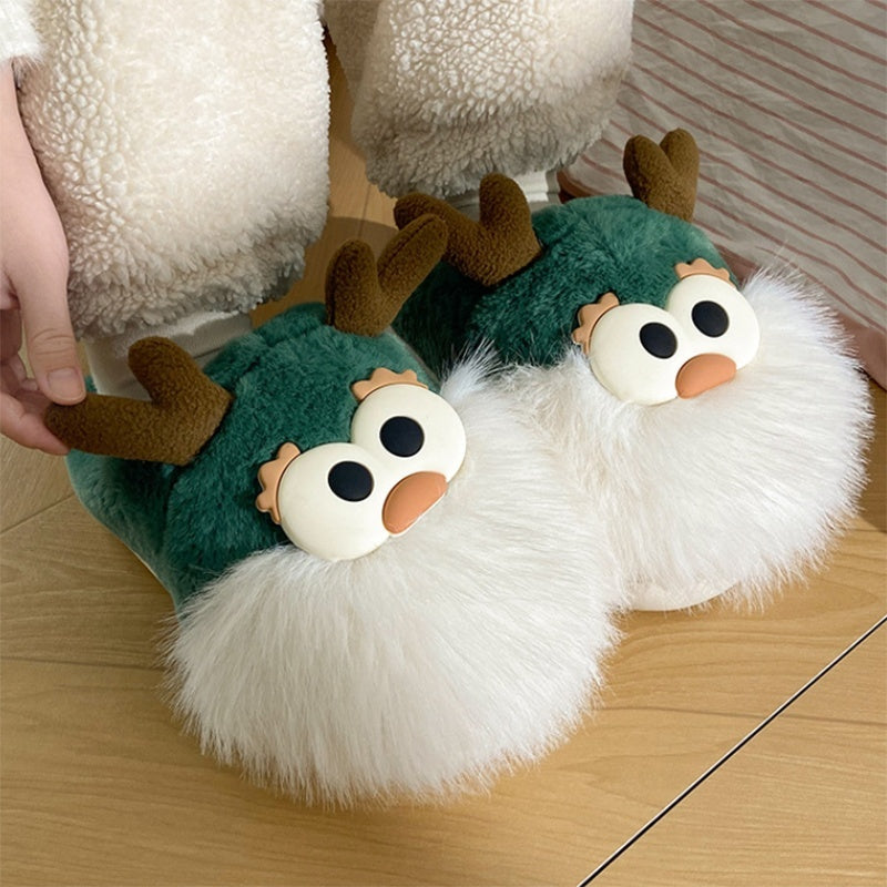 Cute Cartoon Christmas Deer Cotton Shoes Winter