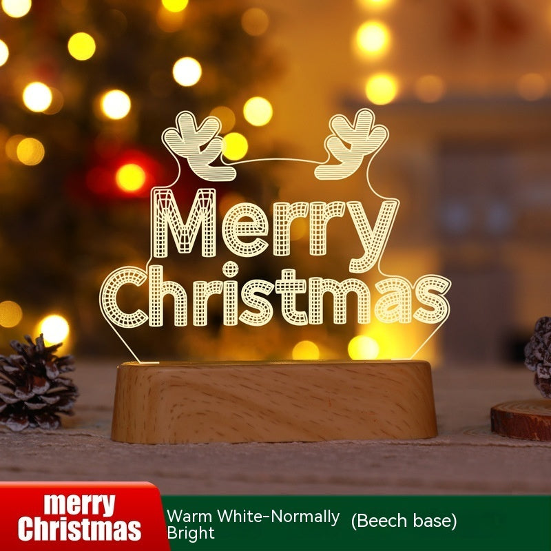 3D Acrylic LED Night Light Ornament for Christmas Decoration