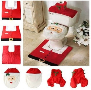 Merry Christmas Bathroom Curtain Santa Claus Toilet Seat