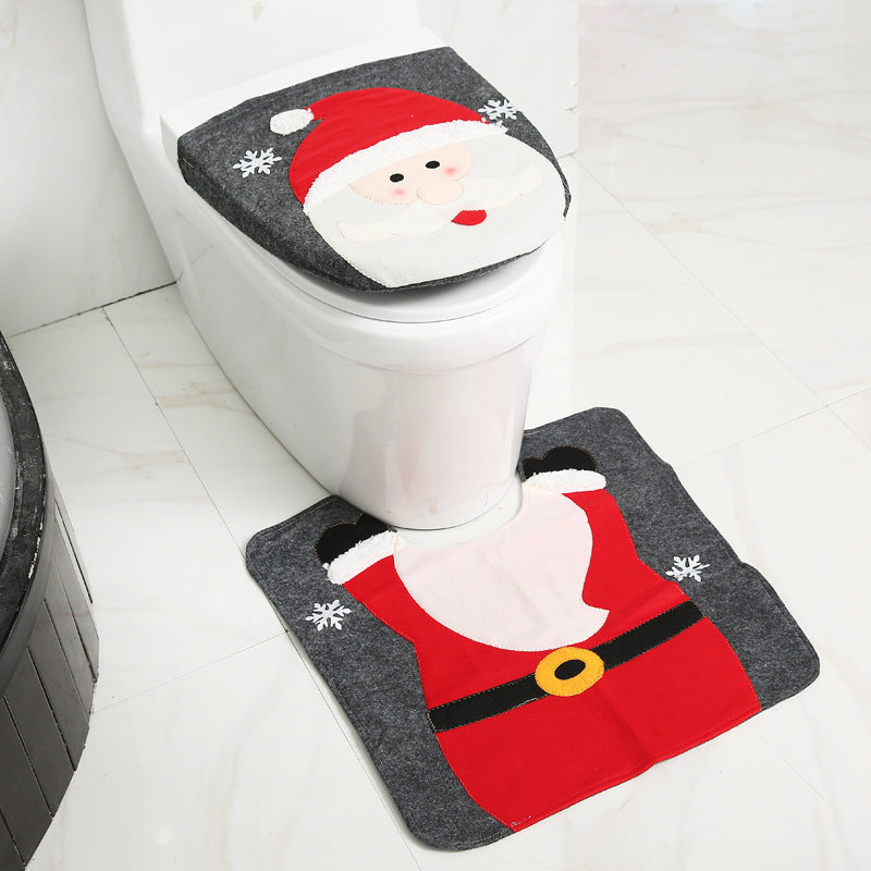 Merry Christmas Bathroom Curtain Santa Claus Toilet Seat