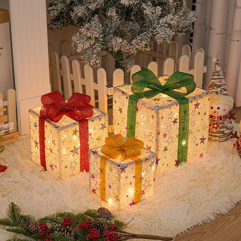 Lighted Up Outdoor Christmas Decorations Gift Box
