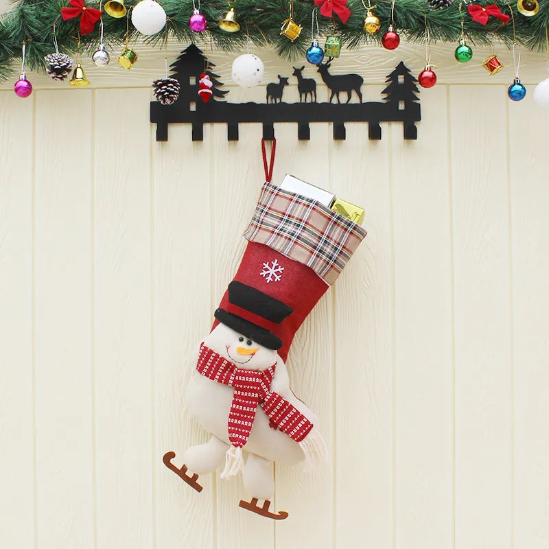 Santa Claus, Snowman, Elk Fireplace Decoration Christmas Stocking