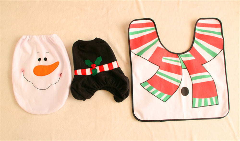 Merry Christmas Bathroom Curtain Santa Claus Toilet Seat