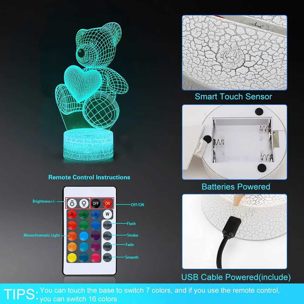 3D Acrylic USB LED Neon Night Light Decoration