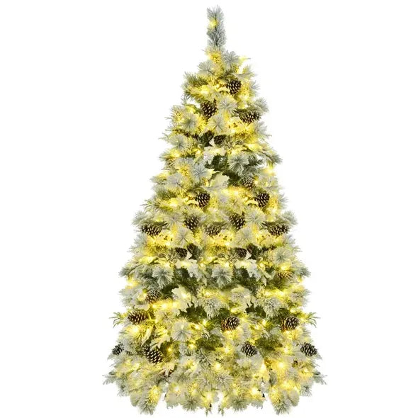 Pre-Lit Spruce Snow Flocked Artificial Christmas Tree 6'