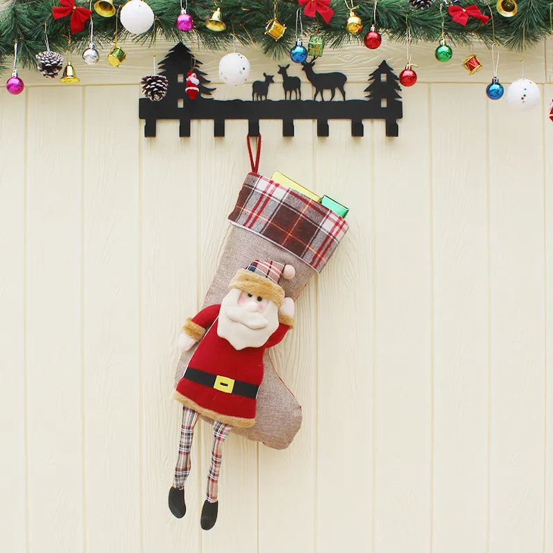 Santa Claus, Snowman, Elk Fireplace Decoration Christmas Stocking