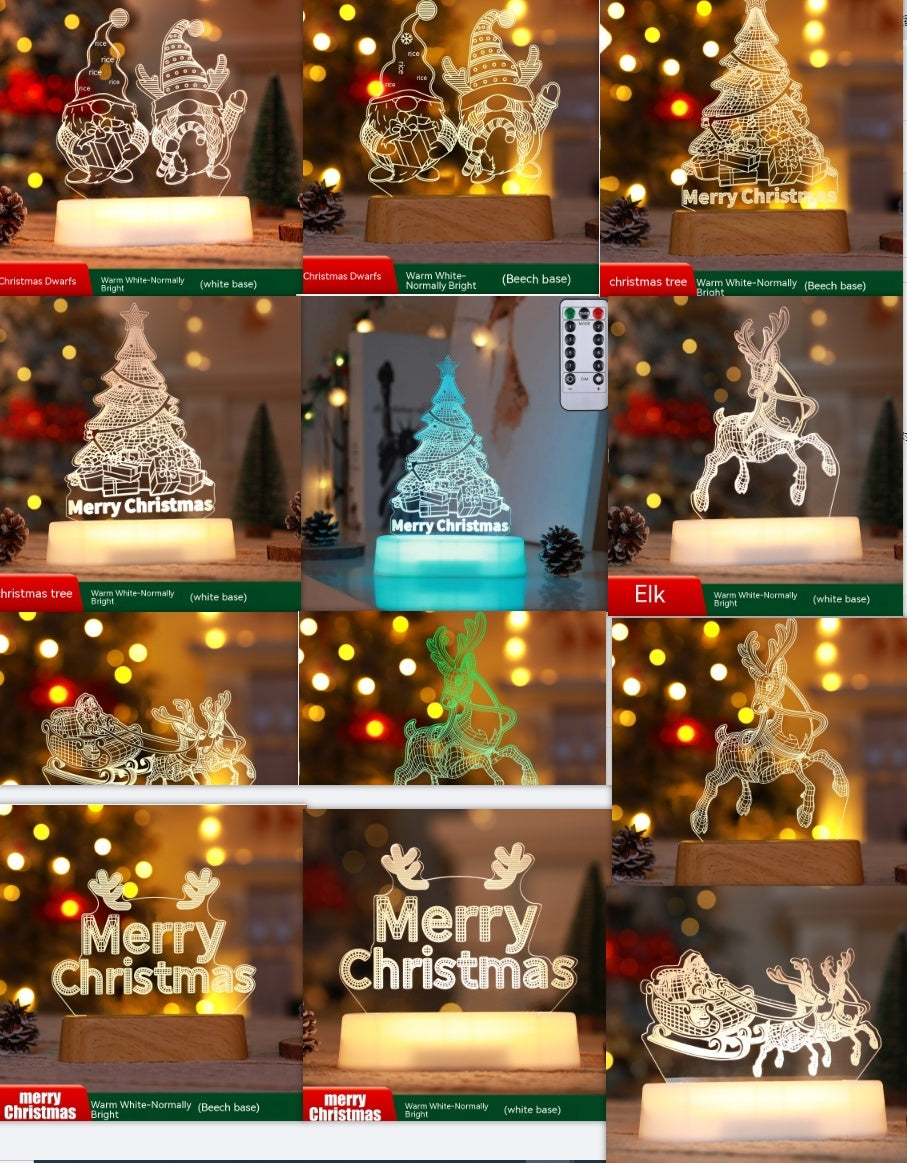 3D Acrylic LED Night Light Ornament for Christmas Decoration