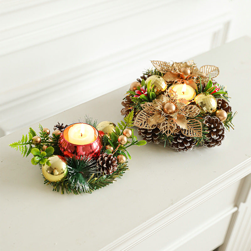 Christmas Candle Metals Candlestick Wreath Artificial Pinball