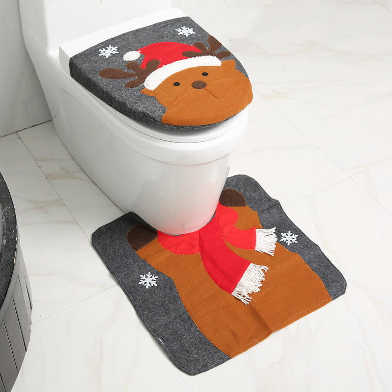 Merry Christmas Bathroom Curtain Santa Claus Toilet Seat