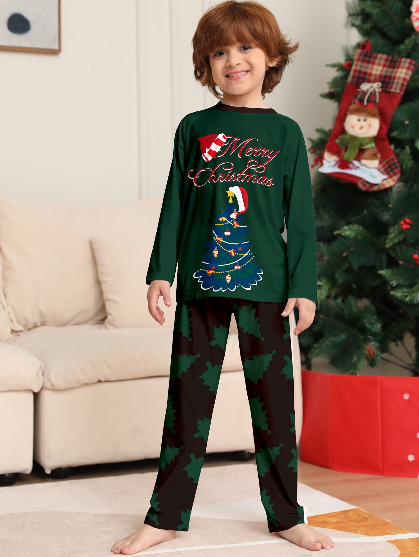 XmasTree Printed Long-sleeve Christmas Pajamas