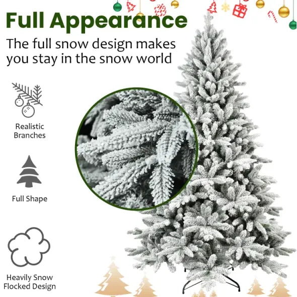 PVC PE Flocking Hinged Artificial Christmas Tree 5'