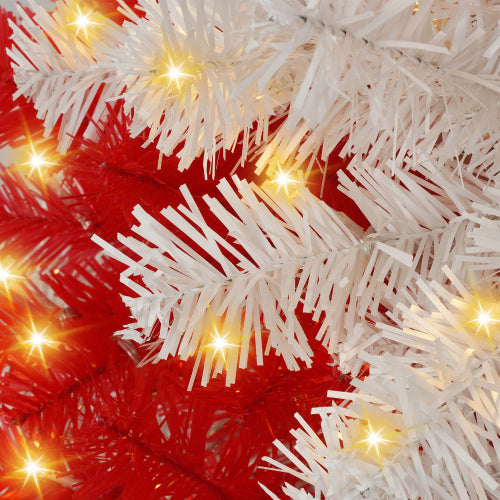 Red White Candy Design Artificial Christmas Tree 6' with 300 LED Lights