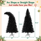 Pre-Lit Curved Shape Artificial Whimsical Black Christmas Tree 6'