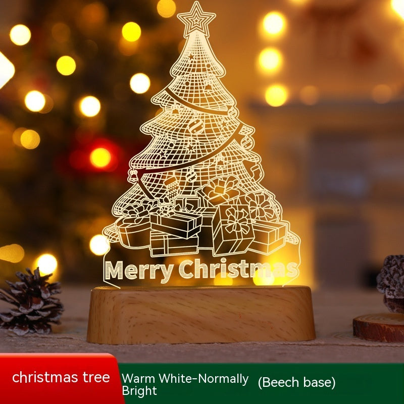 3D Acrylic LED Night Light Ornament for Christmas Decoration