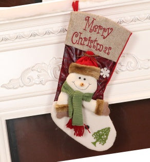 Red Pearl Oldman, Snowman Fireplace Decoration Christmas Stocking
