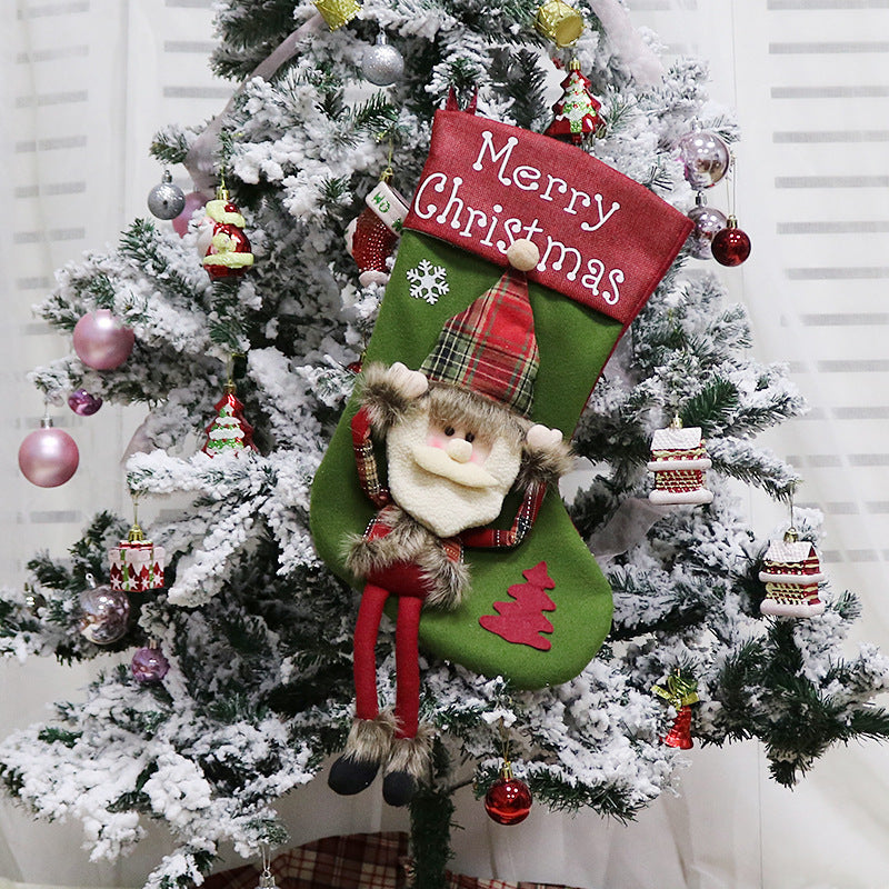 Green Red Oldman, Snowman, Elk Decoration Christmas Stocking