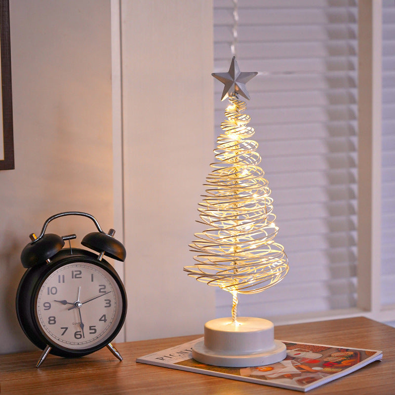 Decorative Wrought Spiral Christmas Tree LED Table Lamp