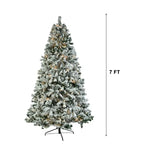 Pre-lit Snow Flocked Artificial Christmas Tree 7'