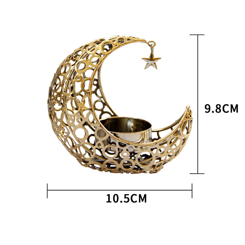 Light Luxury Crescent Moon Star Moon Black Gold Metal Candle