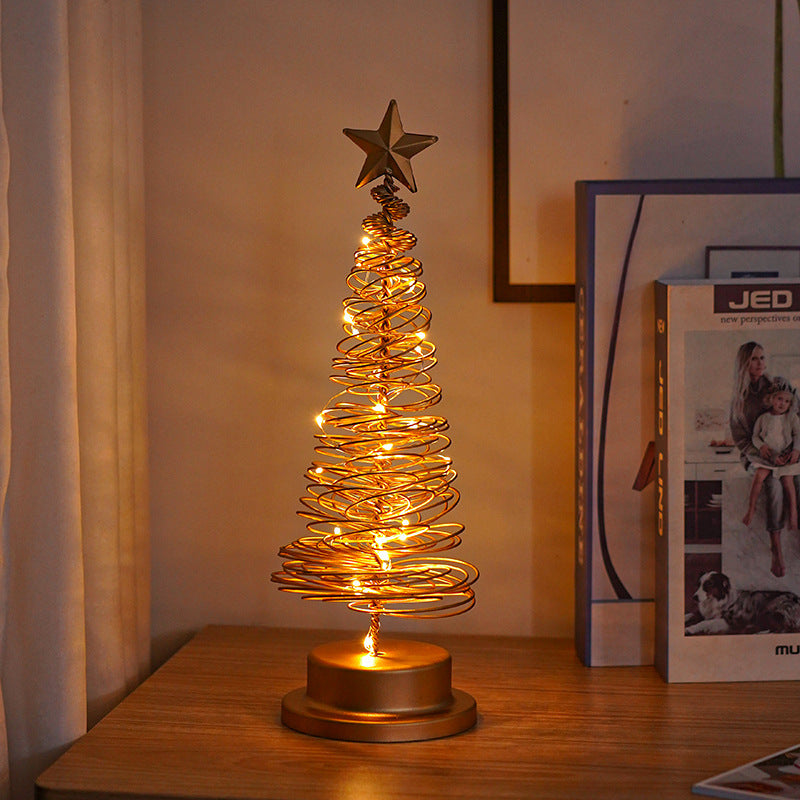 Decorative Wrought Spiral Christmas Tree LED Table Lamp