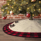 Knitted Christmas Tree Skirt - Ivory White 122cm Decorative Holiday Base Cover