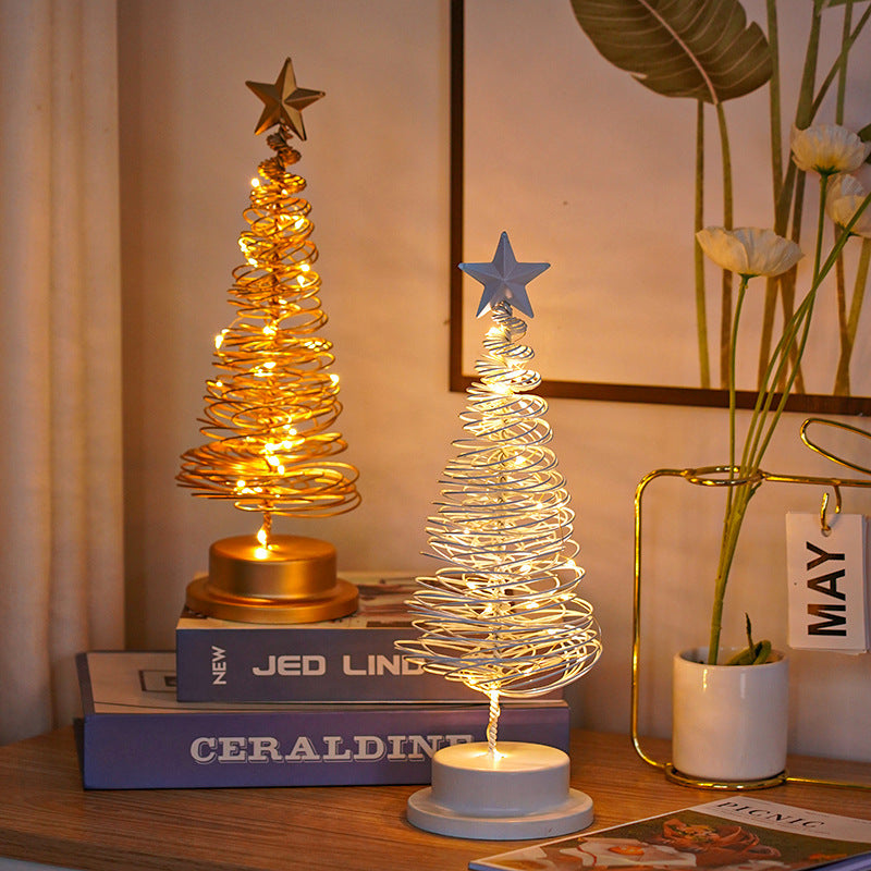Decorative Wrought Spiral Christmas Tree LED Table Lamp