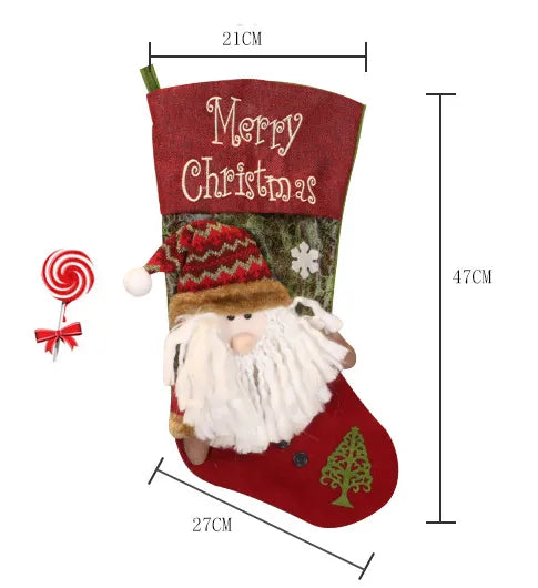 Red Pearl Oldman, Snowman Fireplace Decoration Christmas Stocking