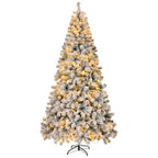 Pre-lit Snow Green Flocked Artificial Christmas Tree 8' with 500 Lights